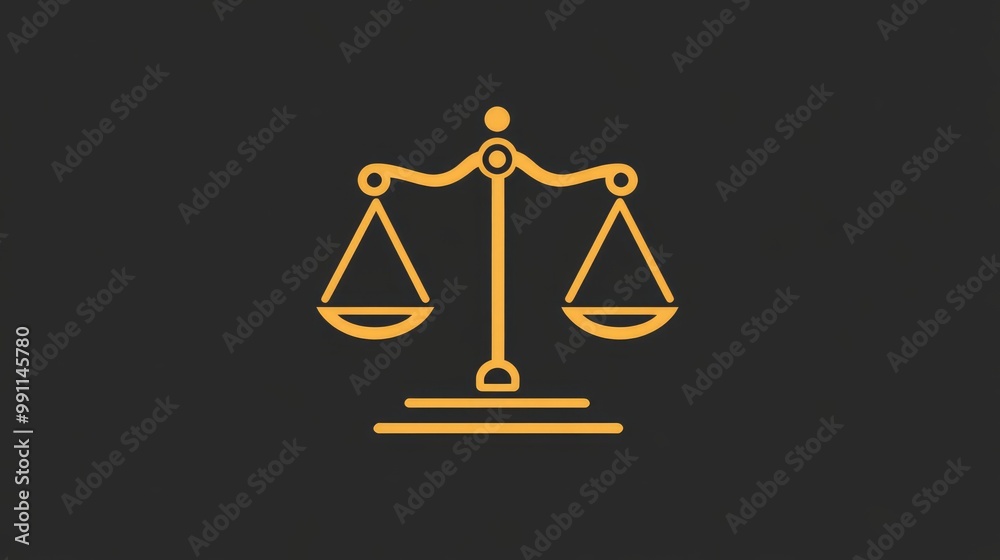 A bold justice icon featuring scales, symbolizing balance and fairness, in a modern, minimalist design