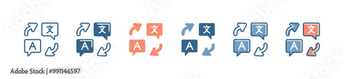 simple bubble chat language translation icon set global communication translate business service signs vector illustration