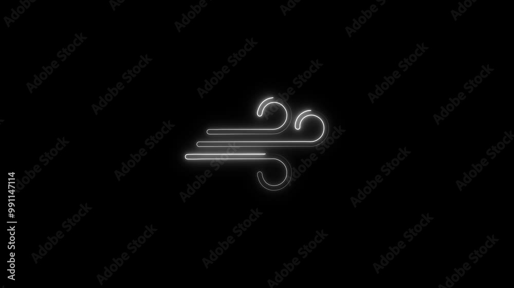 Neon wind icon animation. weather sign concept. Neon wind icon animation. weather sign concept.