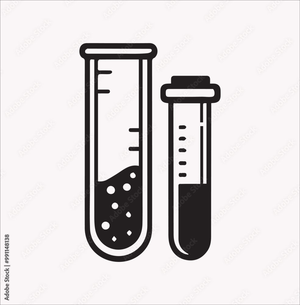 Test tube different style Vector silhouette illustration icon on a white background Test tube different style Vector silhouette illustration icon on a white background