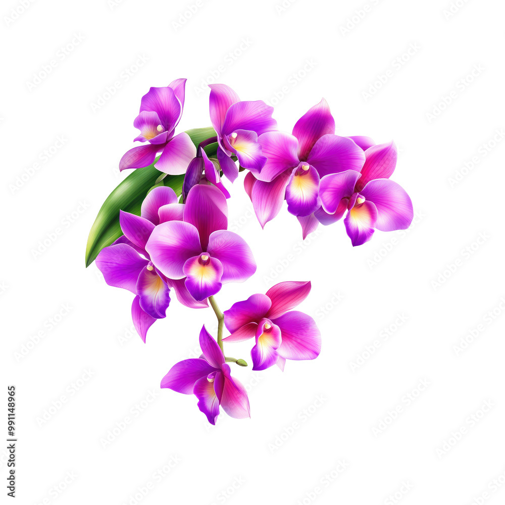 Pink Orchid Flower Arrangement on White Background Pink Orchid Flower Arrangement on White Background