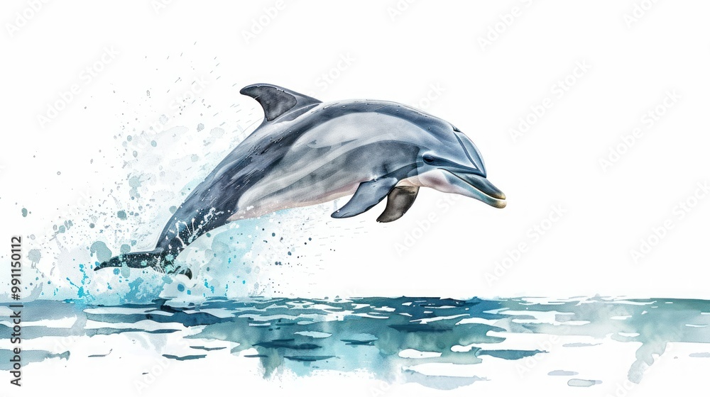 Fototapeta premium Dolphin Leaping Through Water