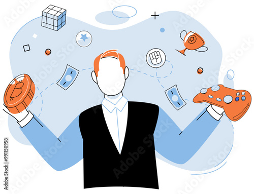 Gamefi vector illustration. GameFi platforms enable players to monetize their gaming skills and earn real world income Digital innovation in GameFi unlocks new possibilities for immersive gaming