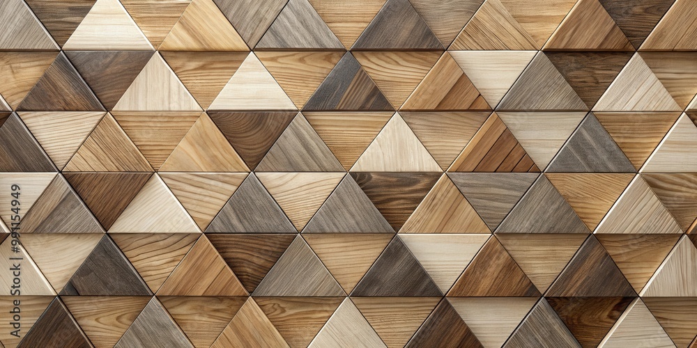 Wood block wall background with light and dark timber triangle tile pattern in render Wood block wall background with light and dark timber triangle tile pattern in render