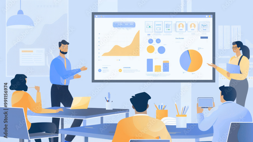 A business partnership meeting where both teams are presenting their value propositions, using digital tools to showcase potential benefits. A business partnership meeting where both teams are presenting their value propositions, using digital tools to showcase potential benefits.