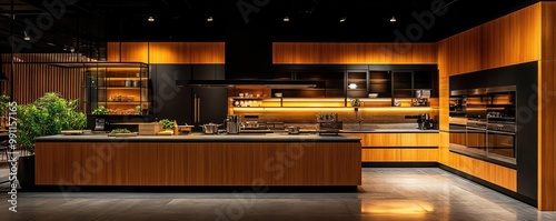 Culinary innovation, high-tech appliances, bold illumination, modern aesthetics, harmonious blend, stunning presentation photo