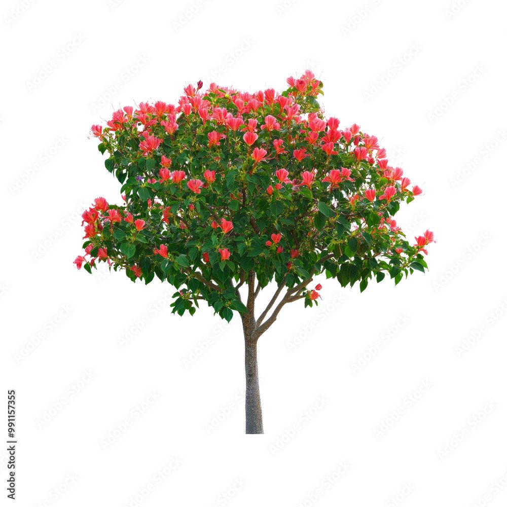Fototapeta premium Blooming Pink Tree Isolated on White Background