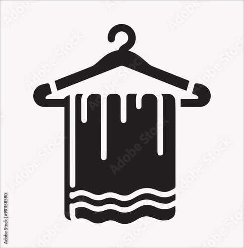 Hanging towel icon vector silhouette on a white background