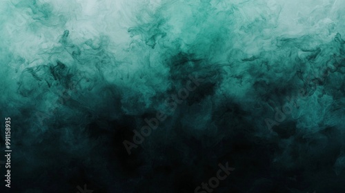 Abstract background with dark green ink swirling in water, creating dynamic shapes and textures with a sense of movement and energy