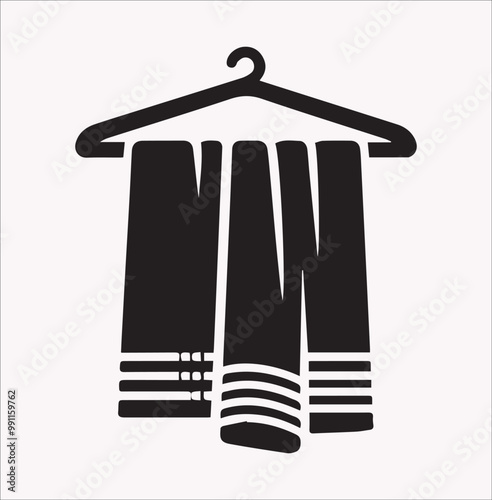 Hanging towel icon vector silhouette on a white background