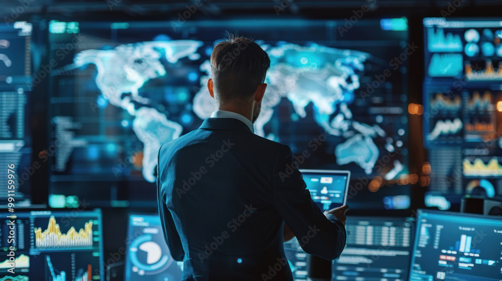 A business team leader in a virtual conference, guiding their global team through key decisions on international expansion and innovation. A business team leader in a virtual conference, guiding their global team through key decisions on international expansion and innovation.