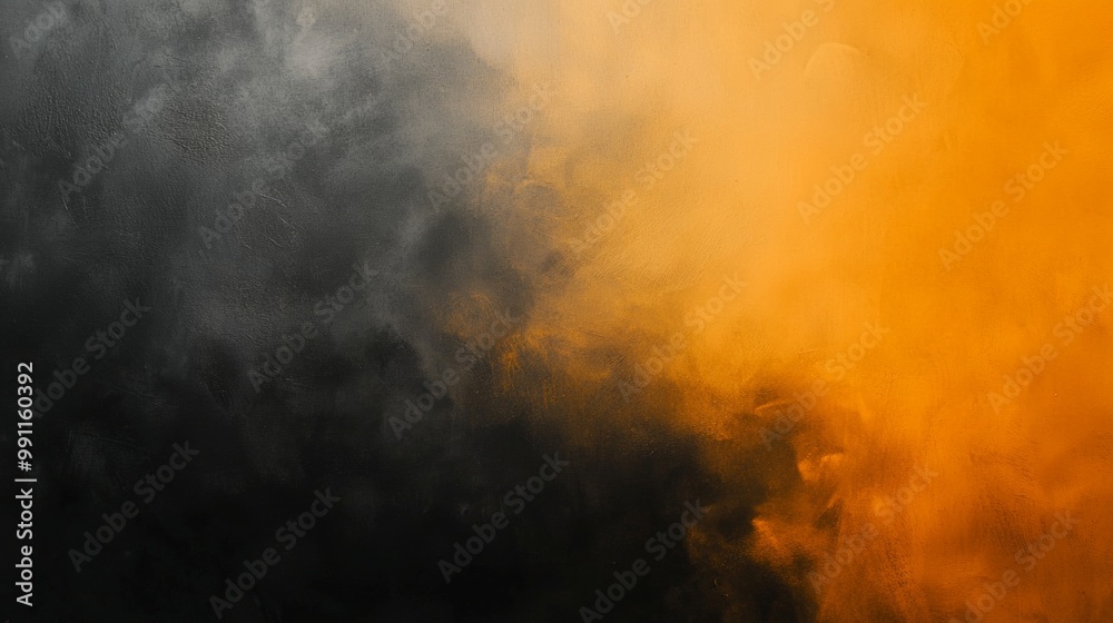Fototapeta premium Dancing smoke swirls in black and orange, creating a textured abstract backdrop full of energy and drama, ideal for adding artistic flair to designs