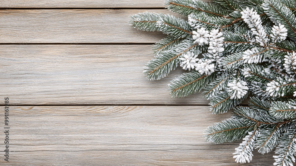Christmas tree branch decorations framing a wooden table, creating festive and seasonal wallpapers with pine cones, red ornaments, and vibrant greenery. Christmas tree branch decorations framing a wooden table, creating festive and seasonal wallpapers with pine cones, red ornaments, and vibrant greenery.