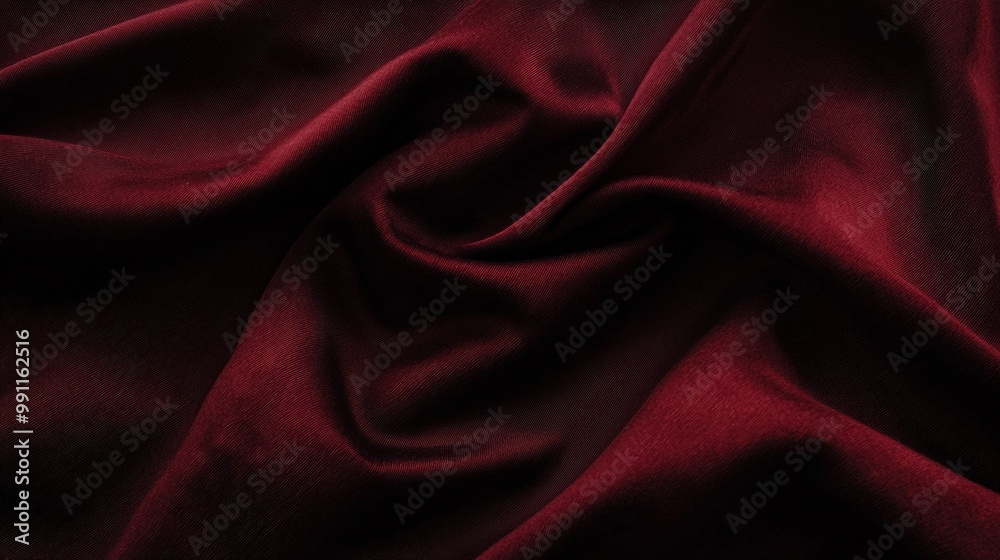 Obraz premium Luxurious burgundy velvet fabric drapes elegantly, exuding opulence and sophistication, perfect for fashion and design projects