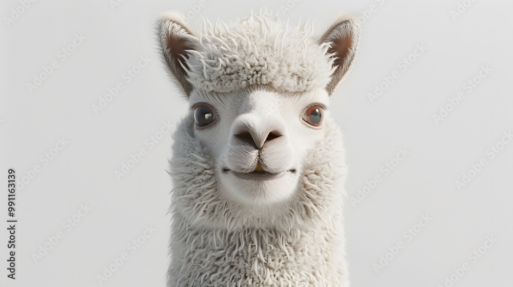 Obraz premium Adorable 3D Rendering of a Cute Alpaca in a Playful Pose