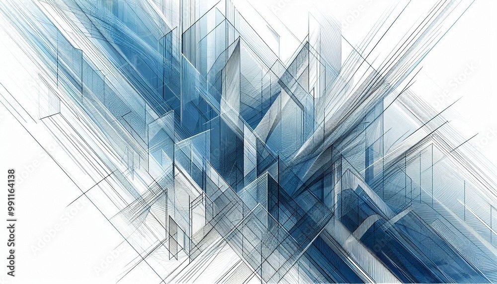 Blaue futuristische Struktur, weißer Hintergrund, Blaue futuristische Struktur, weißer Hintergrund,
