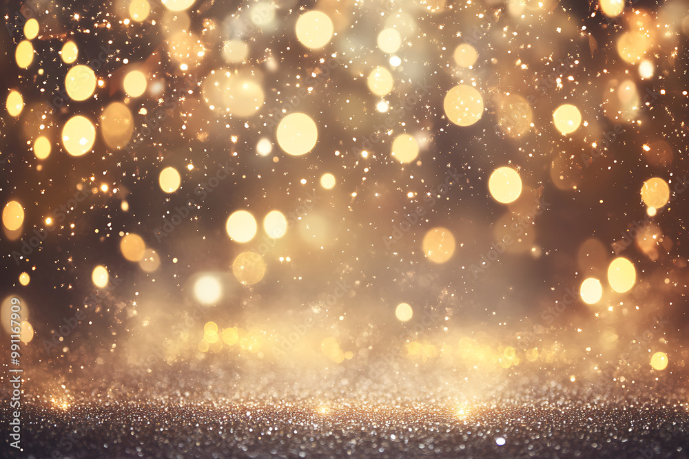 Glittering New Year's background with cascading gold dust and sparkling lights Glittering New Year's background with cascading gold dust and sparkling lights