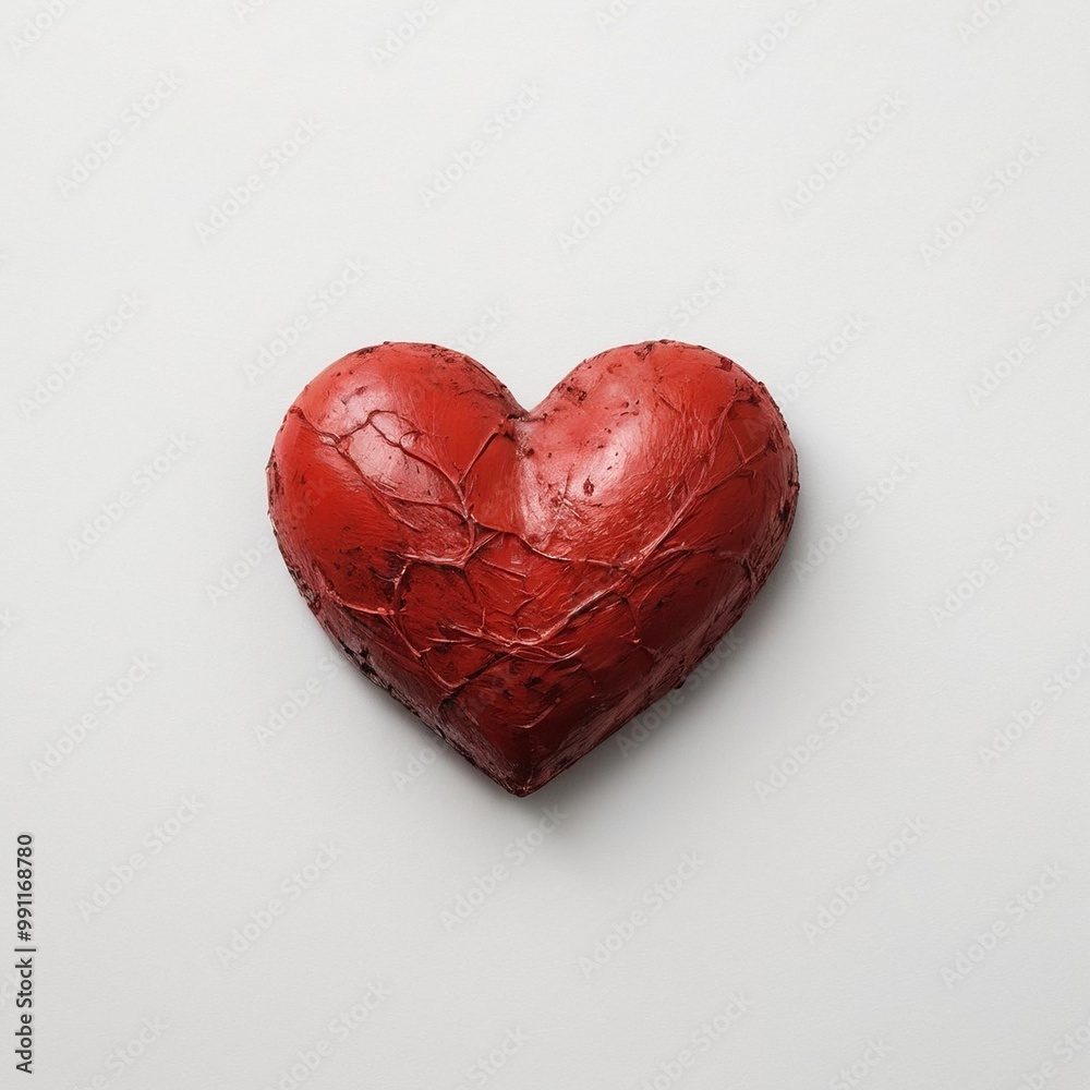 Rotes Herz in 3D auf weißem Hintergrund, Rotes Herz in 3D auf weißem Hintergrund,