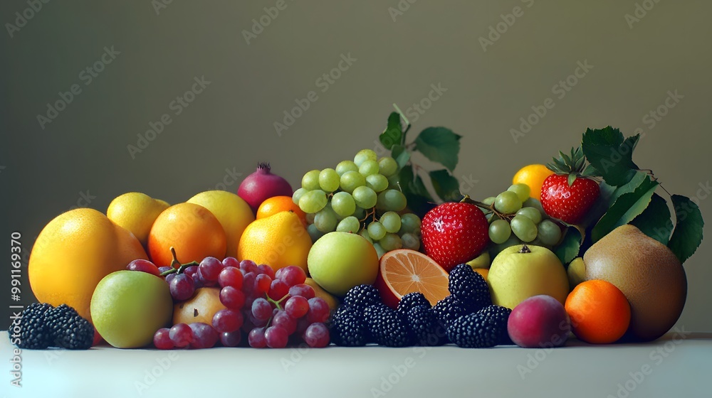 A Colorful Still Life Arrangement of Fresh Fruit A Colorful Still Life Arrangement of Fresh Fruit
