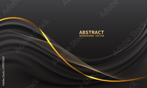 Abstract black gold light luxury wave curve with blank space for text place design modern creative background vector