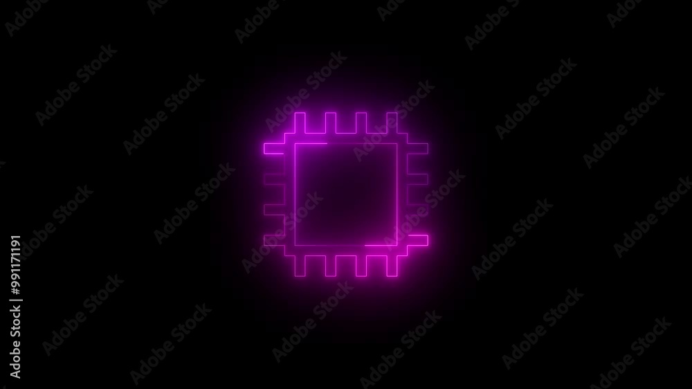 Neon component icon pink glowing black background animation Neon component icon pink glowing black background animation