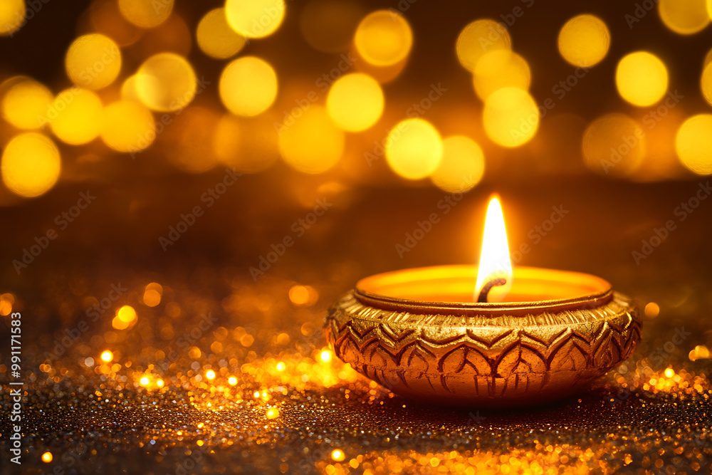 Luxurious Diwali Background with Golden Sparkles