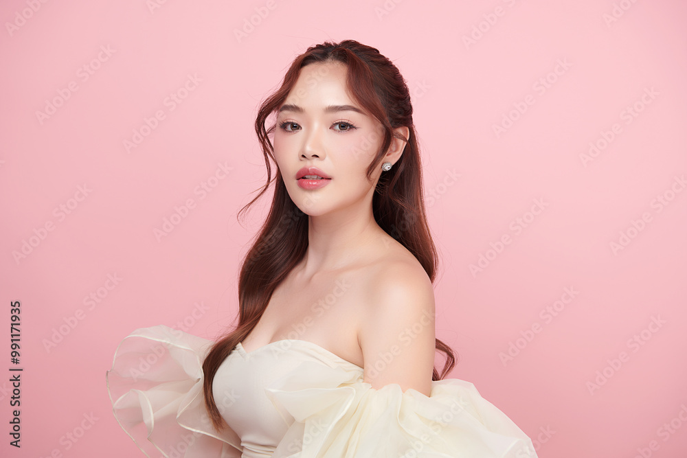 Beautiful young asian woman with clean fresh skin on pink background, Face care, Facial treatment, Cosmetology, beauty and spa, Asian women portrait. Beautiful young asian woman with clean fresh skin on pink background, Face care, Facial treatment, Cosmetology, beauty and spa, Asian women portrait.