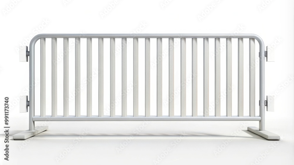 A white safety barrier isolated on a white background A white safety barrier isolated on a white background