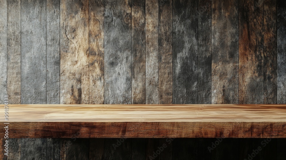 Modern 3D Render of Vibrant Countertop Against Wooden Backdrop for Advertising and Branding Needs Modern 3D Render of Vibrant Countertop Against Wooden Backdrop for Advertising and Branding Needs