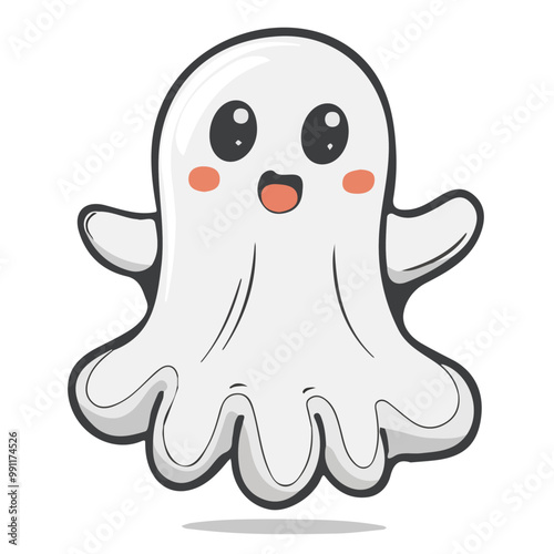 illustration vector Halloween ghost isolated on white background, scary ghost illustration, Halloween party, vector illustration