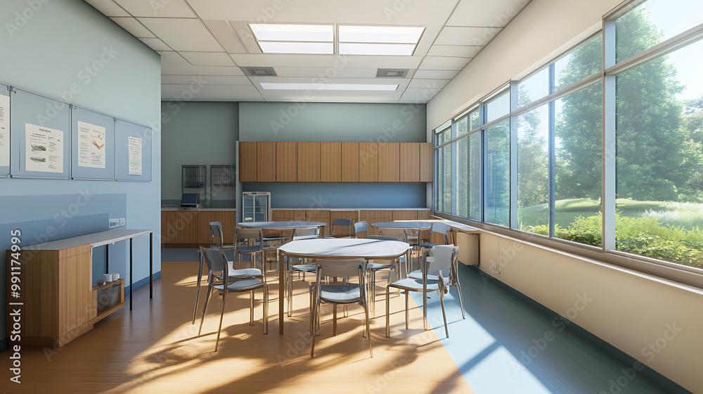 Educational workshop in a bright, welcoming space, with visuals on diabetes prevention and care Educational workshop in a bright, welcoming space, with visuals on diabetes prevention and care