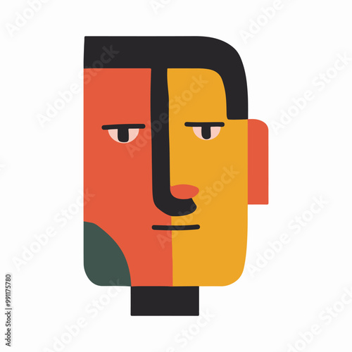 Vector geometric illustration of a face in a flat style