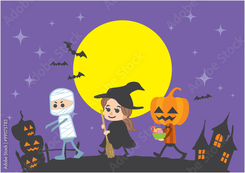 ハロウィンのコスプレをする子供のイメージ