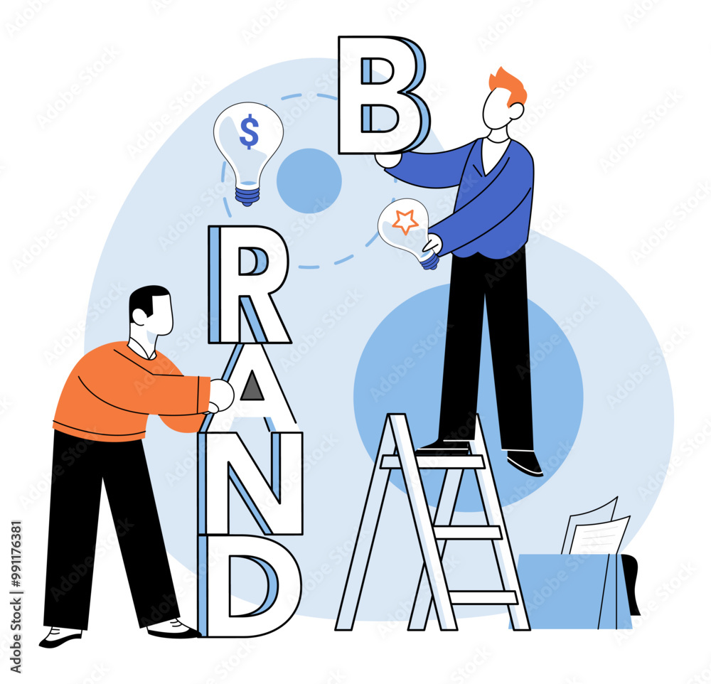 Brand building vector illustration. Development, growth, propels brand-building project forward, expanding its influence Idea, seed, germinates into vibrant garden possibilities during brand building Brand building vector illustration. Development, growth, propels brand-building project forward, expanding its influence Idea, seed, germinates into vibrant garden possibilities during brand building