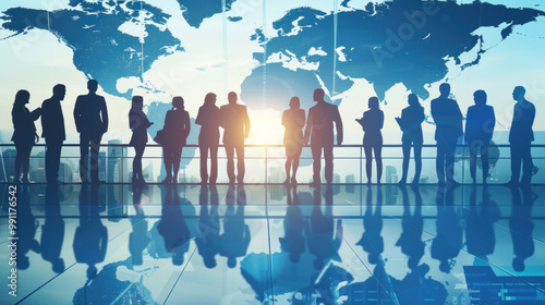 Obraz na płótnie A corporate leadership team brainstorming new opportunities for global expansion, focusing on leadership roles in high-growth international sectors. w salonie
