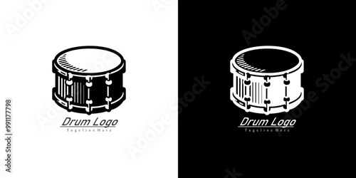 Drum-shaped logo design with modern style