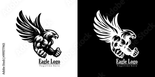 logo design in the shape of an eagle with a human body