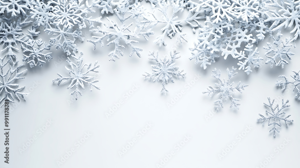 Minimalistic Christmas background with a gradient of icy blues and white snowflakes Minimalistic Christmas background with a gradient of icy blues and white snowflakes