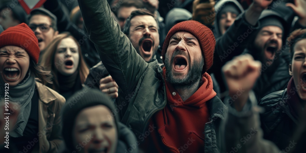 Obraz premium A passionate crowd protesting in the city