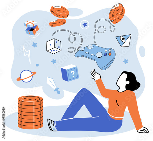 Gamefi vector illustration. Gaming networks within GameFi create thriving ecosystem for players and developers Cyberspace provides virtual environment for businesses to thrive in GameFi industry