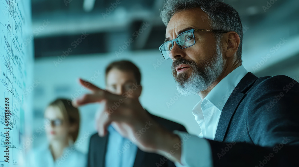 A manager and team discussing a project timeline with effective verbal and non-verbal cues A manager and team discussing a project timeline with effective verbal and non-verbal cues