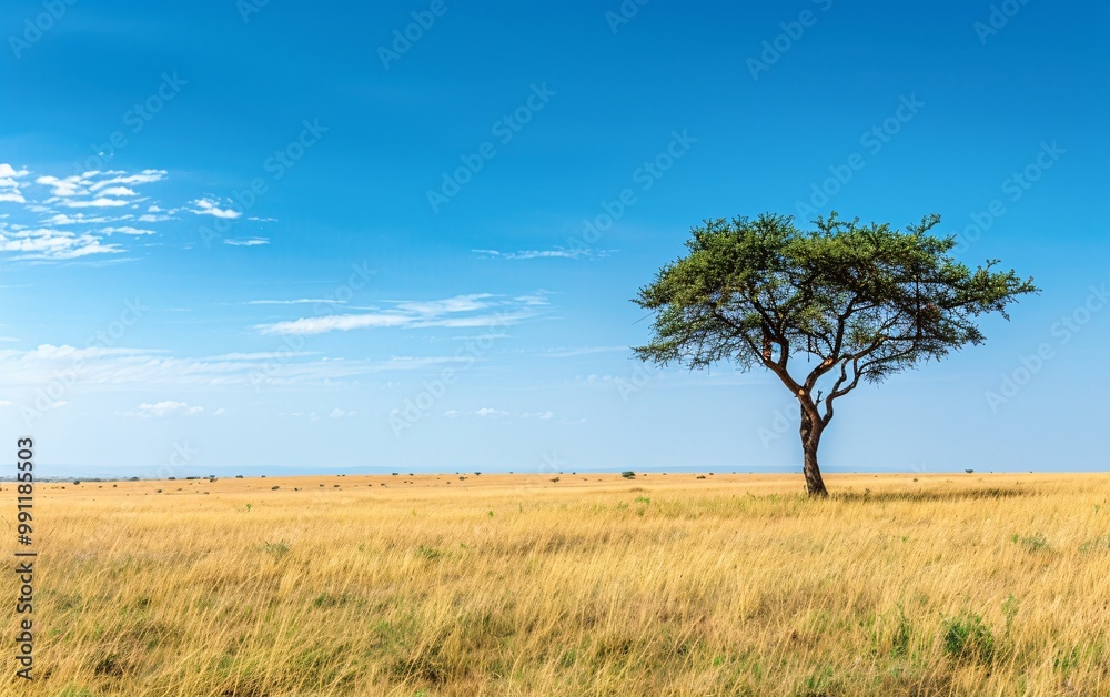 Beautiful shot of a tree in the savanna plains Beautiful shot of a tree in the savanna plains