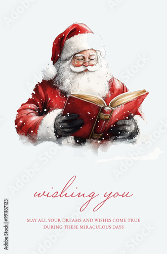Christmas greeting card with santa