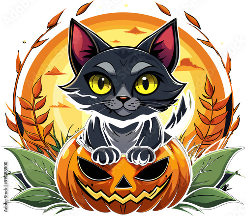 Adobe Illustrator Artwork cat illoustration for halloween photo