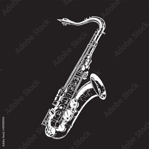 saxophone isolated on black vector
