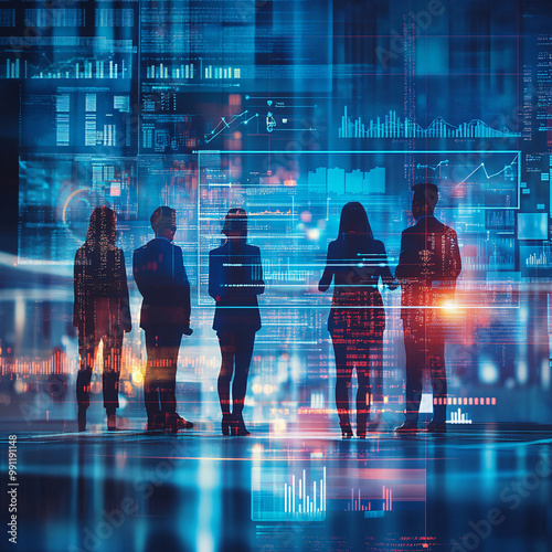 Imaginative visual of business people and financial firms staff
