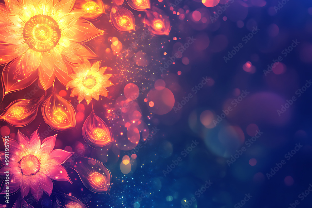 Glamorous Diwali background with shimmering gold patterns and sparkling lights Glamorous Diwali background with shimmering gold patterns and sparkling lights