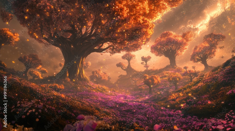 In the surreal 'hoa hoa hoa season,' massive flowers bloom from the sky and ascend toward the heavens, creating a kaleidoscope of patterns.