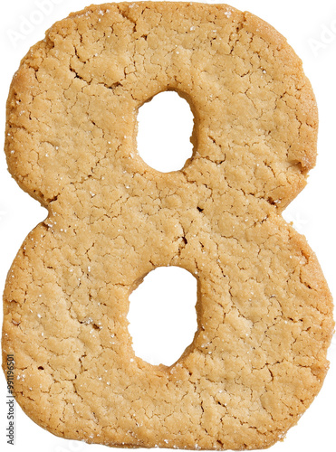 Alphabet made of cookie bread on transparent background.