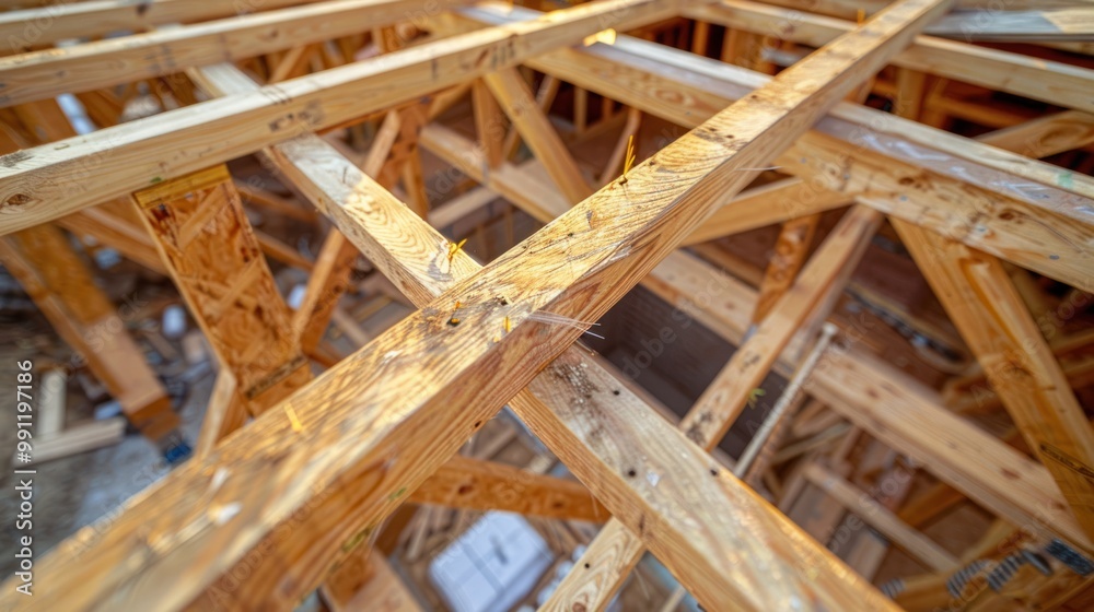 Wooden Framing of a House Under Construction Wooden Framing of a House Under Construction